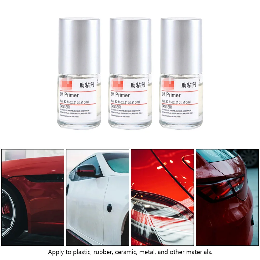 

3 Bottles Automotive Adhesion Promoter Double-sided Small Cars Multi-purpose Tiny Adhesive Enhancer 10ml Accelerator Tape