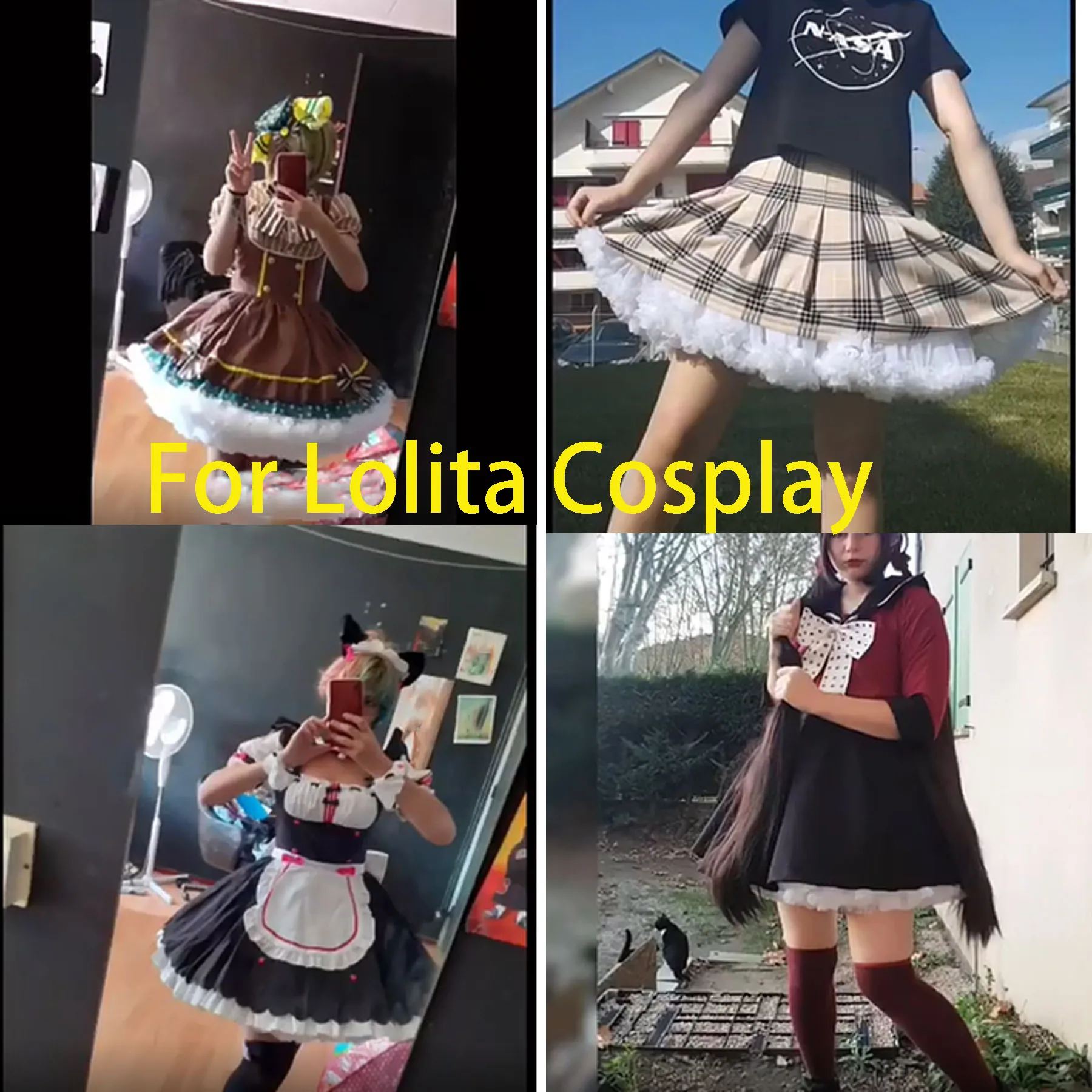 Anágua Lolita Cosplay, Vestido de Baile, Underskirt, Balanço, Anágua Curta, Balé, Saia Tutu, Rockabilly Crinoline, Natal