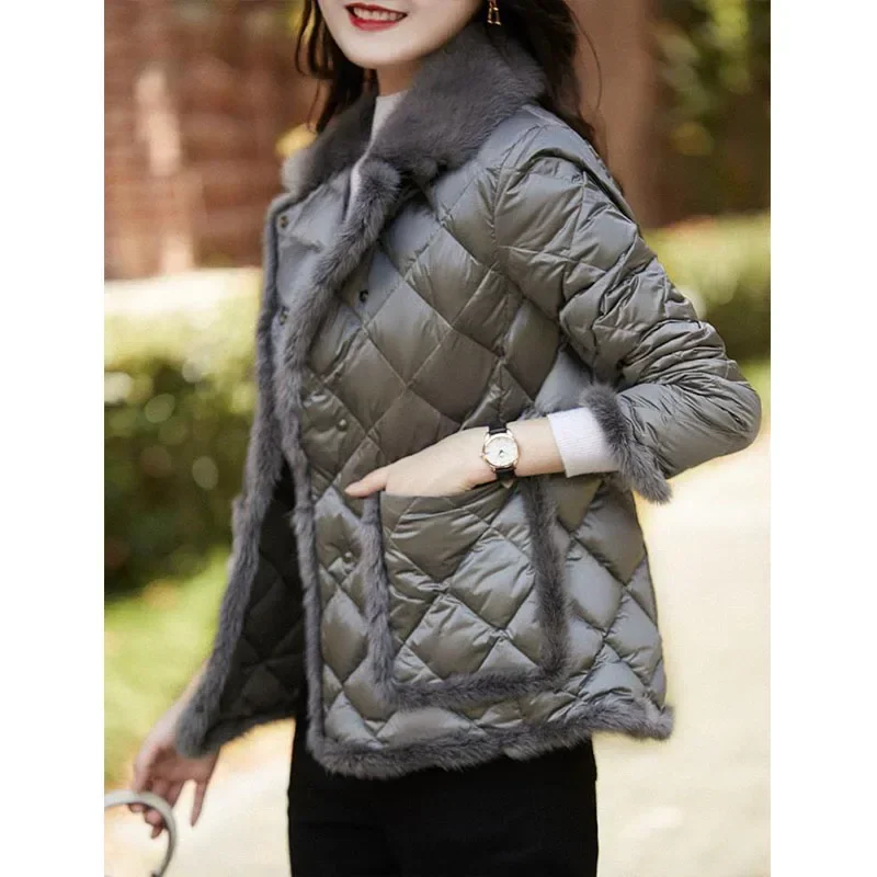 Parka Women Plus Size Padded Coat 2023 Winter Down Cotton Padded Clothes Artificial Mink Hair Splicing Warm Parkas Jackets Woman