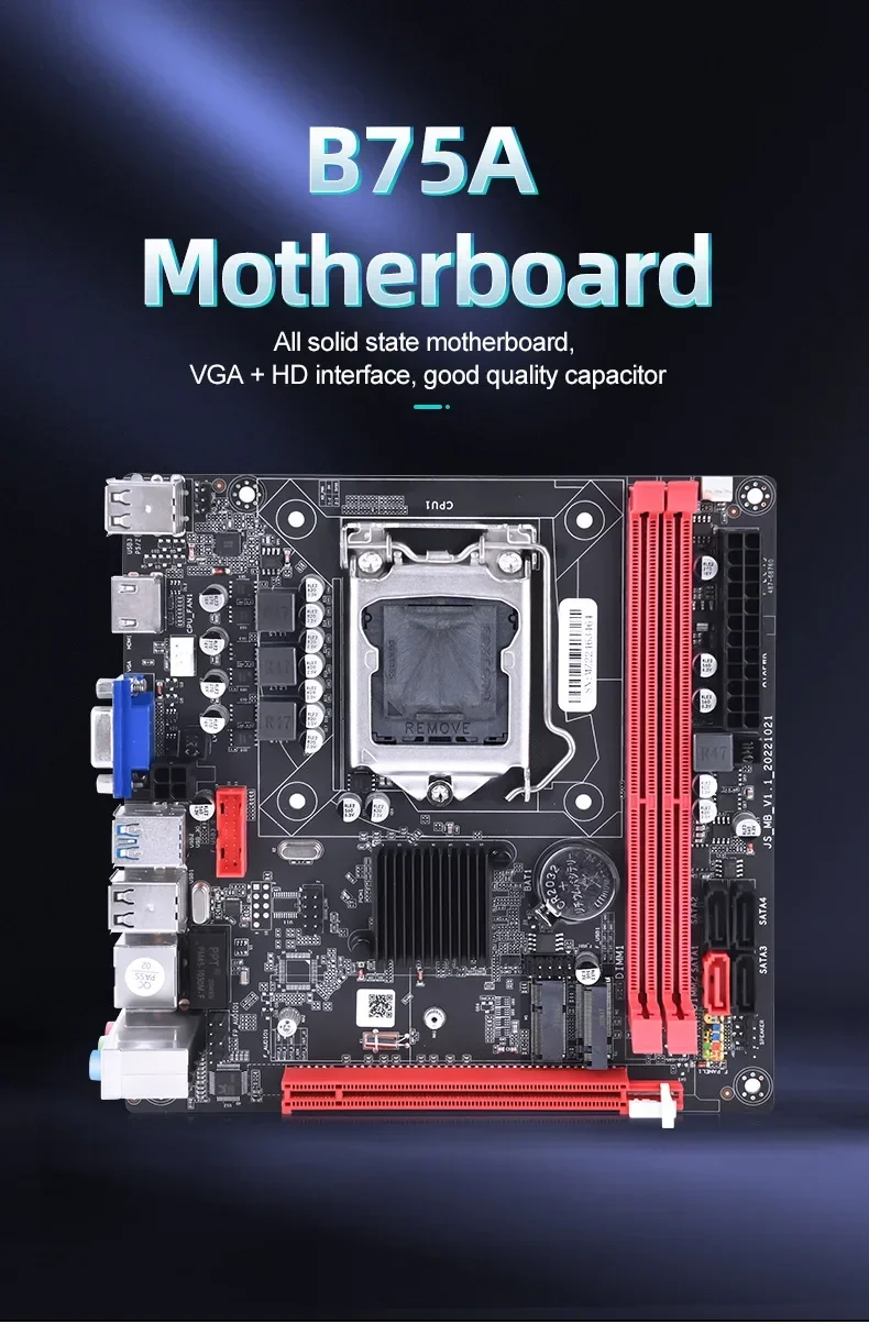 B75 Desktop Computer Motherboard, Memória DDR3, Suporte LGA1155, I3, I5, I7, CPU, Office e Uso Doméstico, 16GB