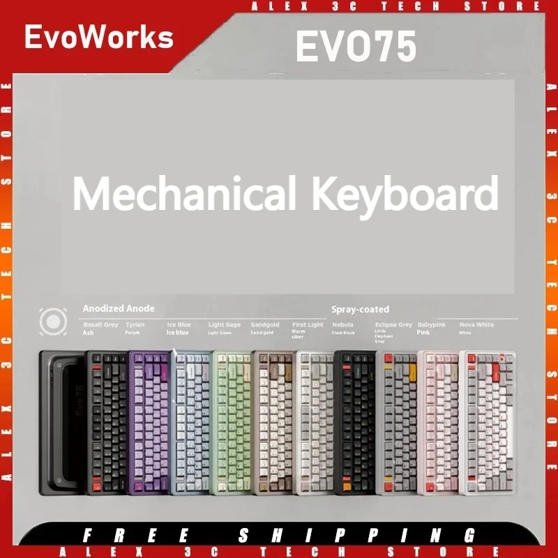 

EvoWorks EVO75 Bluetooth Mechanical Keyboard 2.4Ghz Wireless Keyboard Wireless Hot Swap Rapidly Detachable Aluminium Gaming