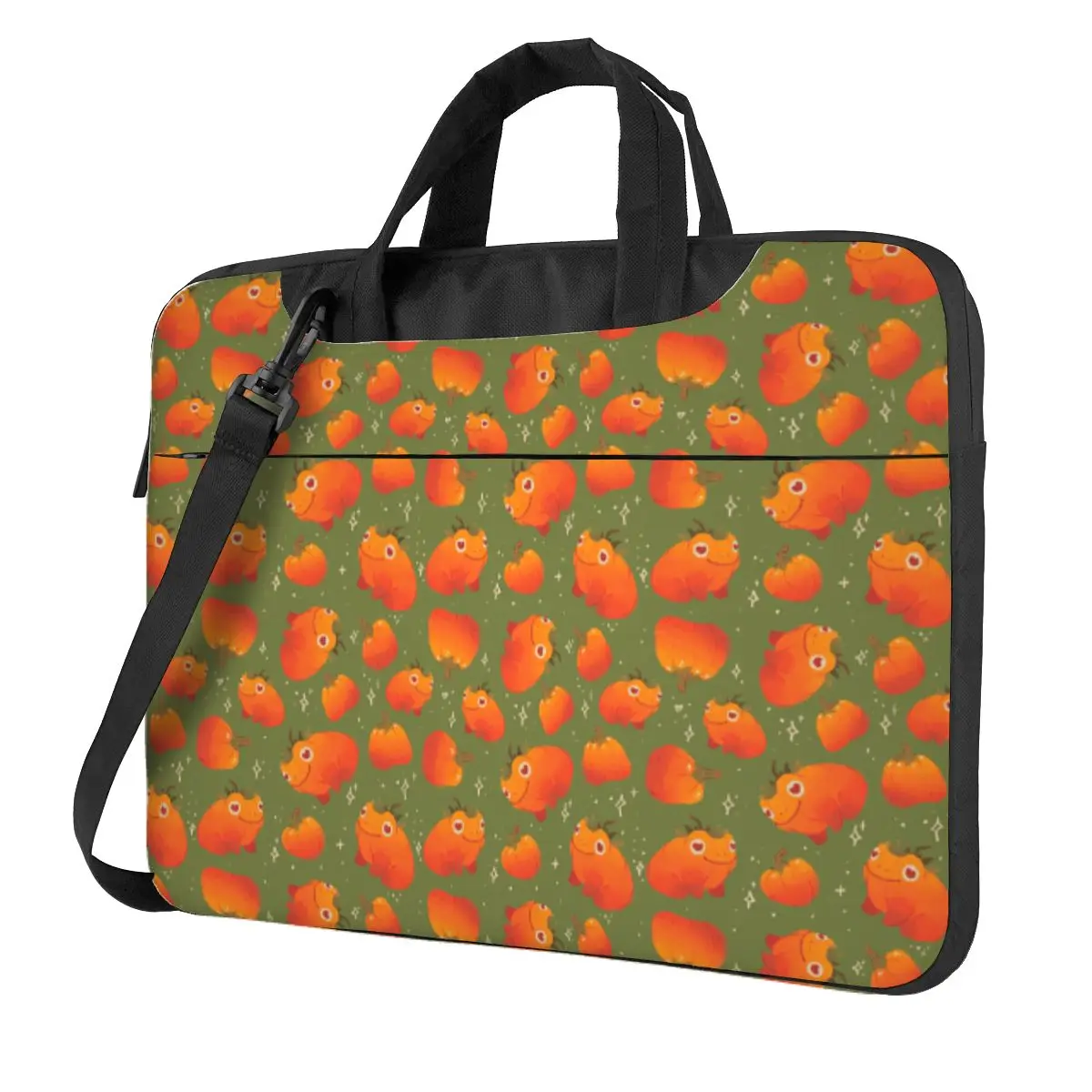 

Pumpkin Frogs Repeating Pattern Crossbody Laptop Bag Case Computer Bag 13 14 15.6 Inch Notebook Pouch for Macbook Pro Lenovo