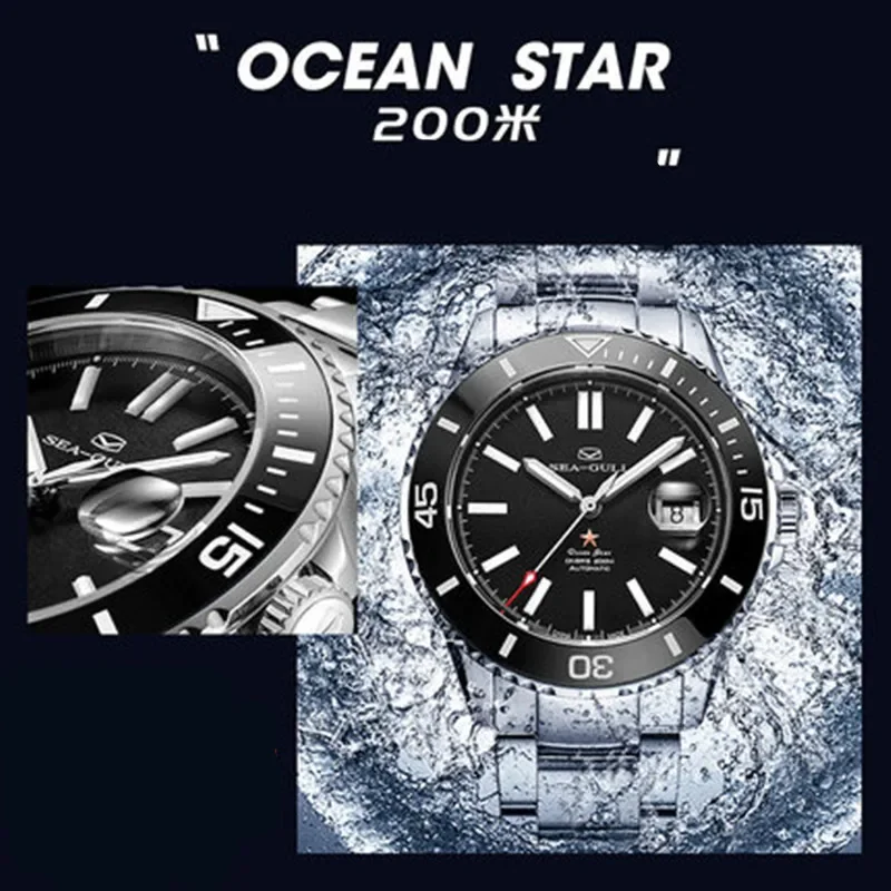 2024 Seagull Ceramic Bezel 44mm Luxury Sport Watch 20ATM Water Resistant ST2130 Automatic Mens Dive Watch Reloj Hombre 1201