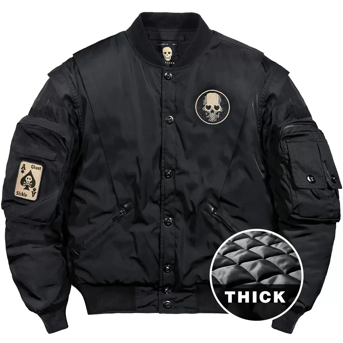 Spring Tactical Bomber Jackets Skull Embroidery Baseball Windbreaker HipHop Streetwear Male Coats Techwear Men's Clothing Unisex