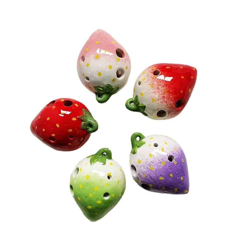 Alto C Ocarina For Beginners Playing Can Carry Kid's Toy Musical Instruments Orff Instruments Strawberry Fruits Gifts 6 Holes