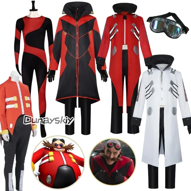 

Dr Eggman Cosplay Costume Ivo Robotnik Halloween Cos Clothes Anime The Hedgehog 2 Coat Glasses Full Set Carnival Suit Uniforms