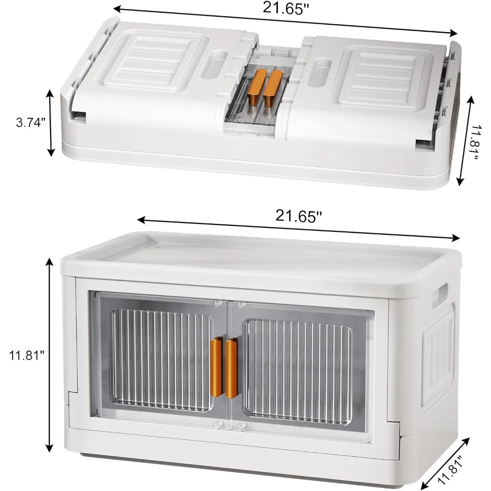 Collapsible Storage Bins with Doors,8.5Gal Stackable Storage Bins with Lids,6 Pack Plastic Storage Bins with Wheels,