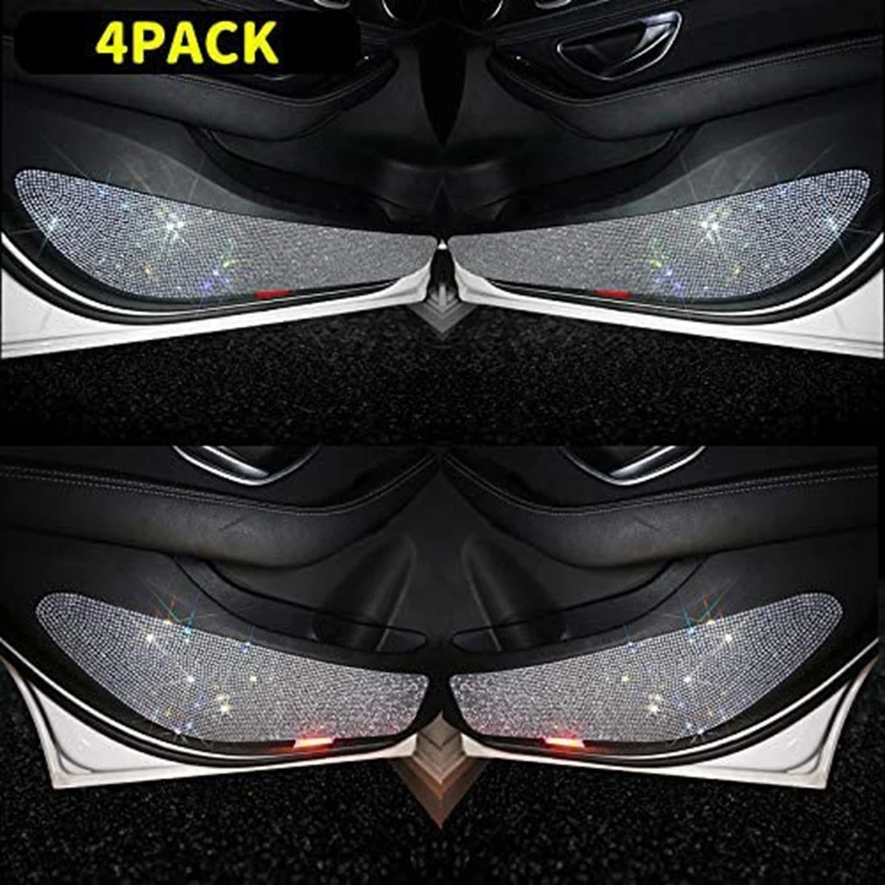 Car Door Anti-Kick Pad Crystal Diamond Door Protective Pad Anti-Kick Dirty Stickers Anti-Collision Stickers