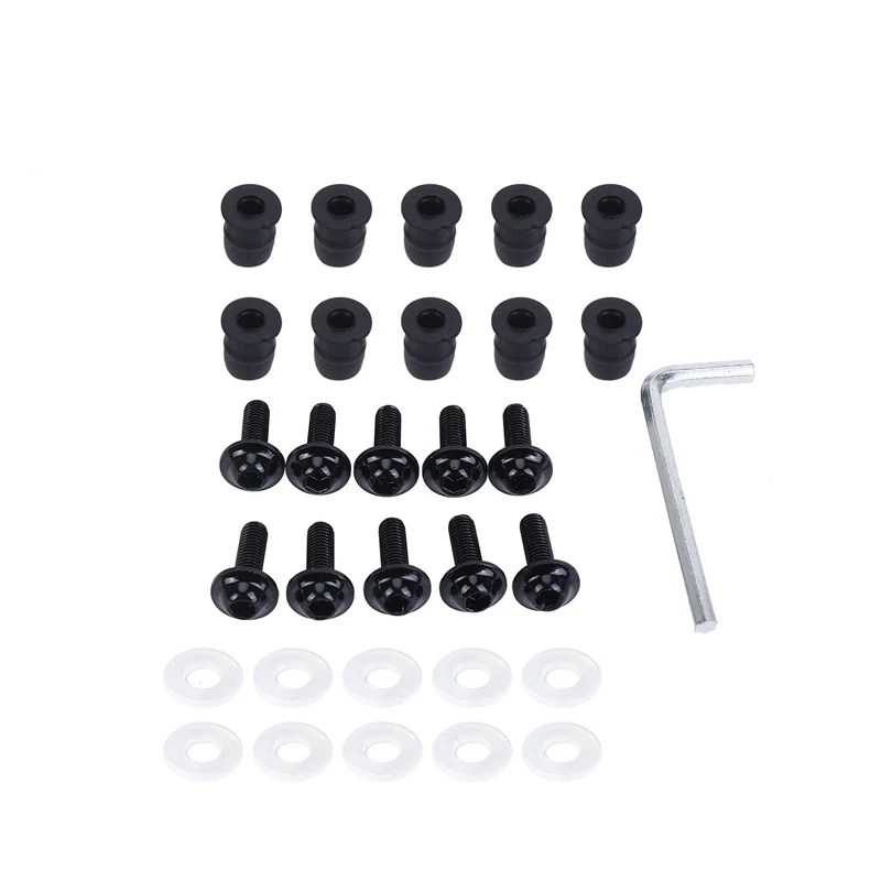 

20Pcs M5 Bolts Motorcycle Metric Rubber Well Nuts Windscreen Fairing Cowl Universal For Windshield Accessories