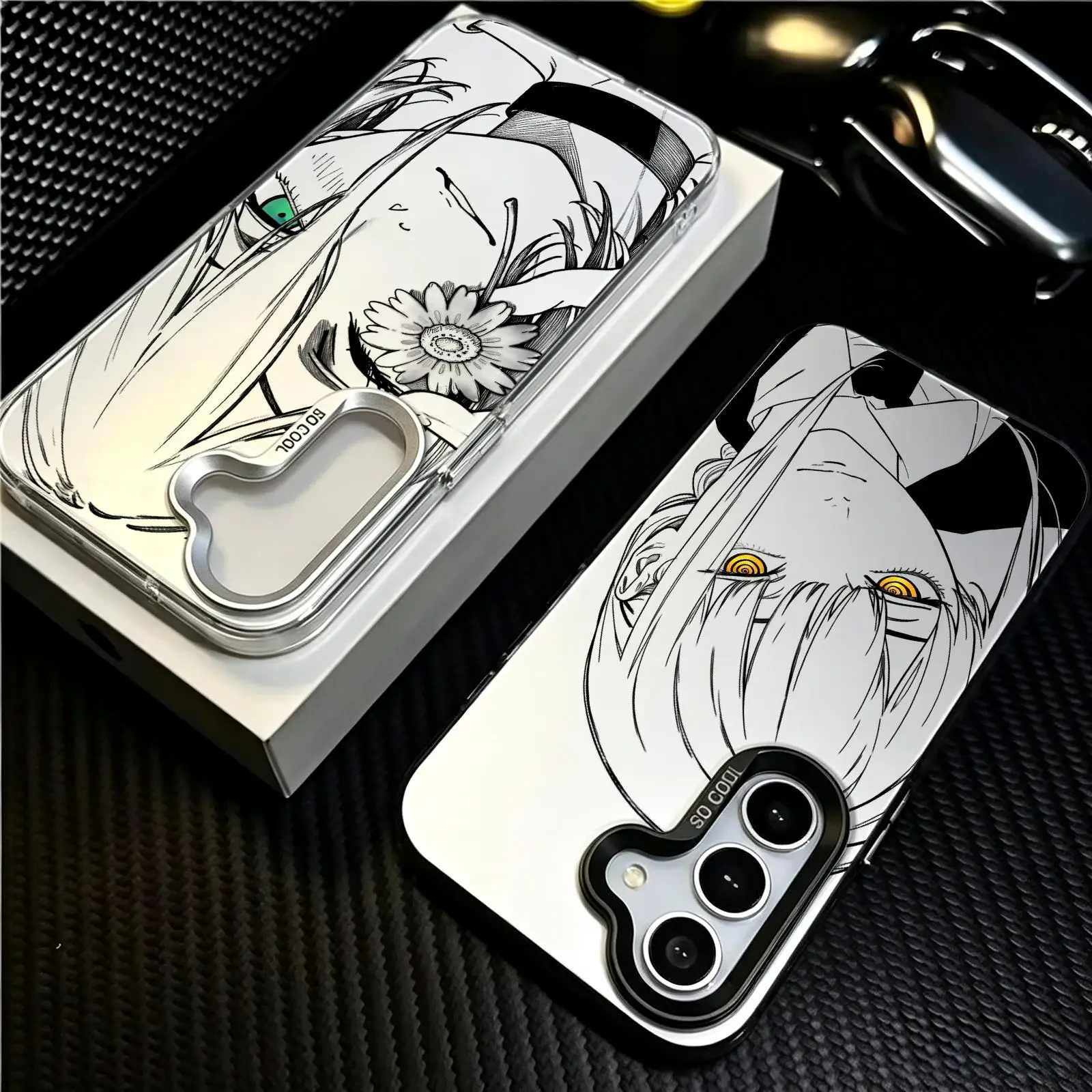 Phone Case Silver IMDFor Samsung A57 A56 A37 A27 A17 A36 A26 A55 A35 Shockproof Cover HOT Anime Chainsaw Man Rezes Line Art