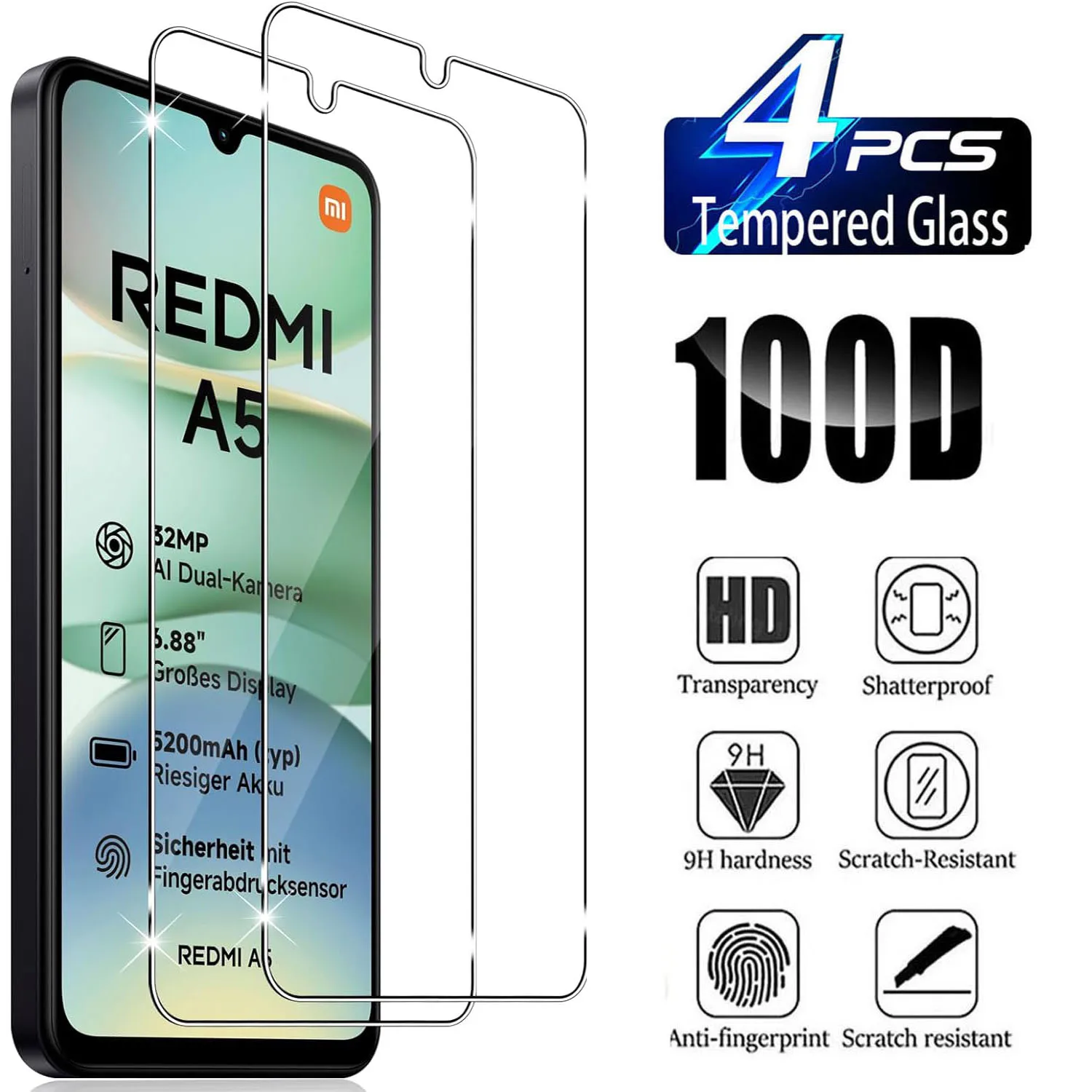 

9H Screen Protector for Xiaomi Redmi A5 HD Tempered Glass Film Anti-shatter Shockproof Clear Cover