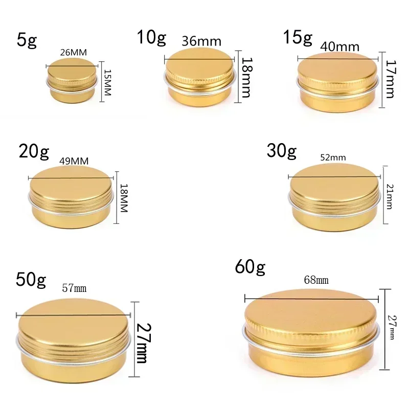 50Pcs 5g-60g Empty Cosmetic Aluminum Tin Cans Metal Round Candle Jars Refillable Cream Container For Storing Tea Lip Balm Spice