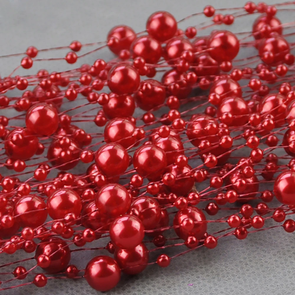 10M 3-8mm Perlen-Girlande Perlenstränge Fischketten-Band für Weihnachtsbaum Kranz Geschenkverpackung Dekoration – Detail 6