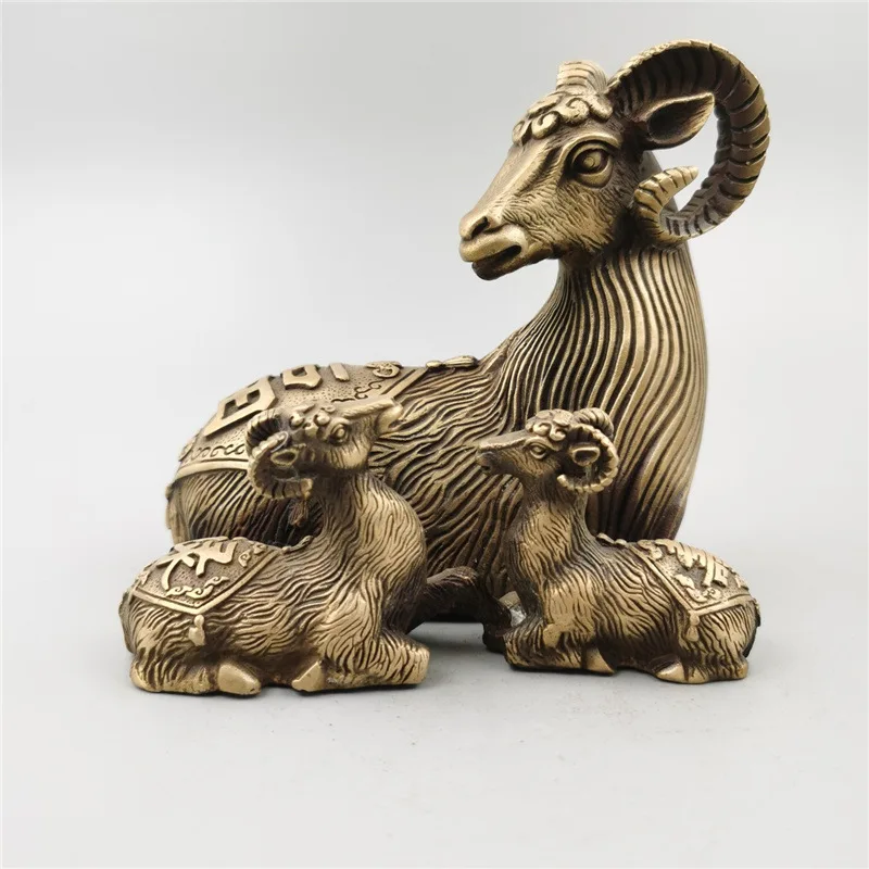 Brass Three Sheep Auspicious Zodiac Sheep Ornament Copper Fortune Prosperity Longevity Sheep Home Decoration Three Sheep Auspici