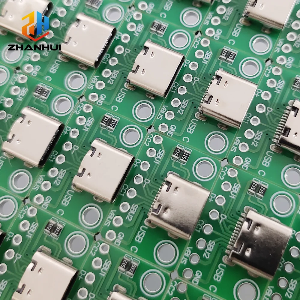 5/10PCS USB-C 16 Pin to 8 Pin Adapter PCB Board, Dual 5.1kΩ Resistor for DIY Electronic Circuit Repair & Testing