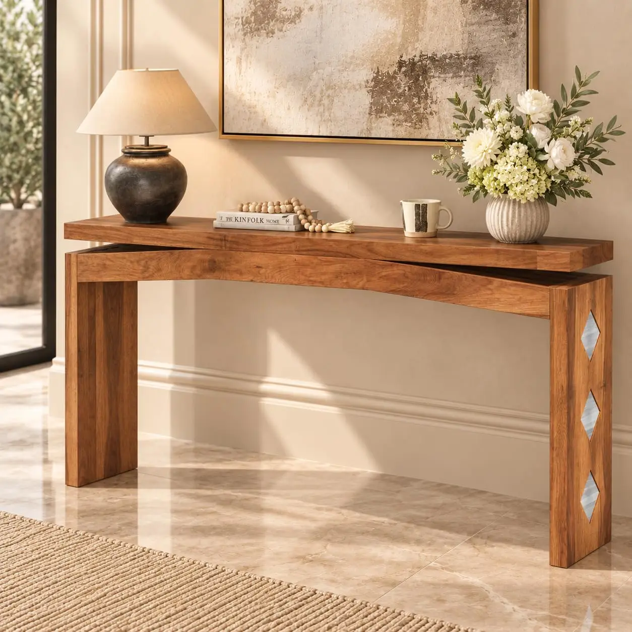 Console Table for Entryway, Tight Hallways, Walnut, Customized