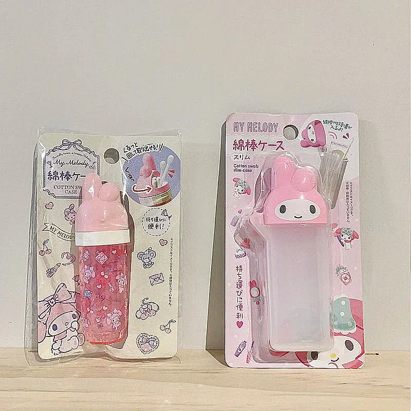 Sanrios Mini Portable Storage Box Anime Hellokittys Medicine Box Cotton Swab Holder Case Cute Mymelody Toothpick Storage Box