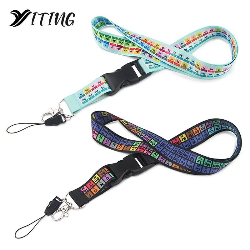 1PCS Colorful Print Neck Straps Keychain Chemistry Periodic Table Of Elements Lanyards Key Chain Cell Phone Rope Teachers Gift