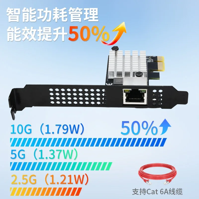 10G Network Card 8127 Chip, High-Speed Desktop Server PCIe Adapter for Gaming LIVE E-Sports, Supports PXE Diskless Boot