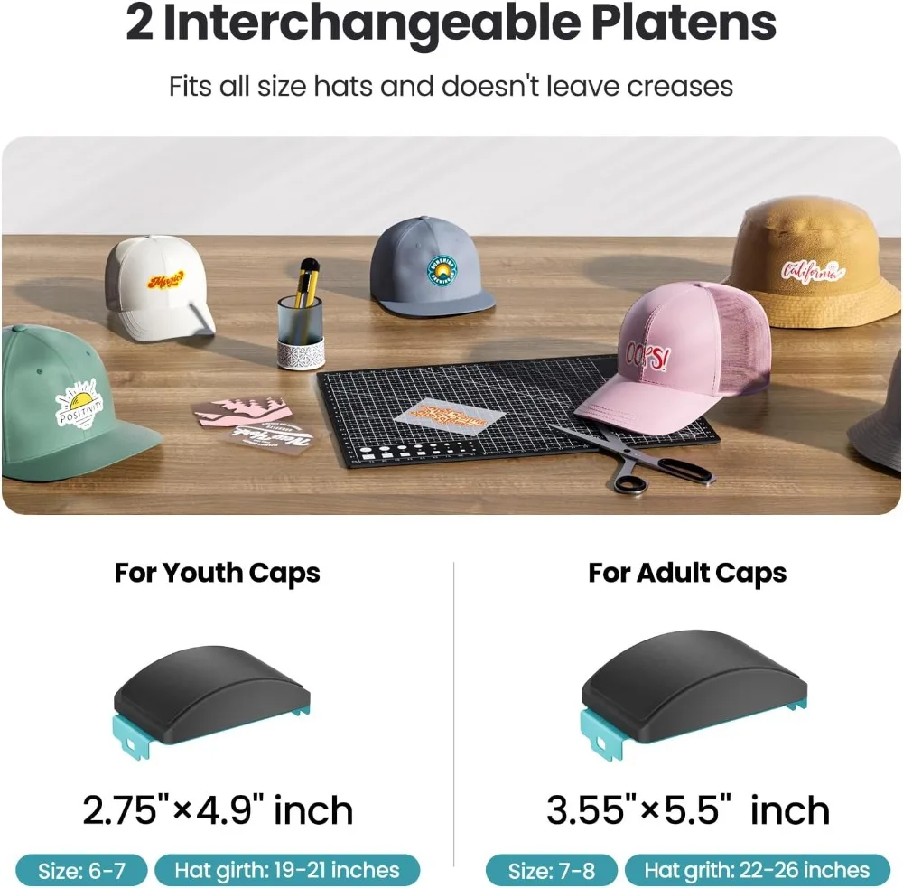 Pressa di calore per cappelli 2 in 1 con controllo digitale della temperatura e del timer, avviamento automatico per cappucci e HTV