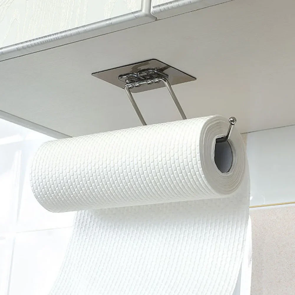 

Bathroom Towel Rack Stand Stainless Steel Home Storage Rack No Drilling Kitchen Paper Holder Self-Adhesive Roll Holder Banheiro