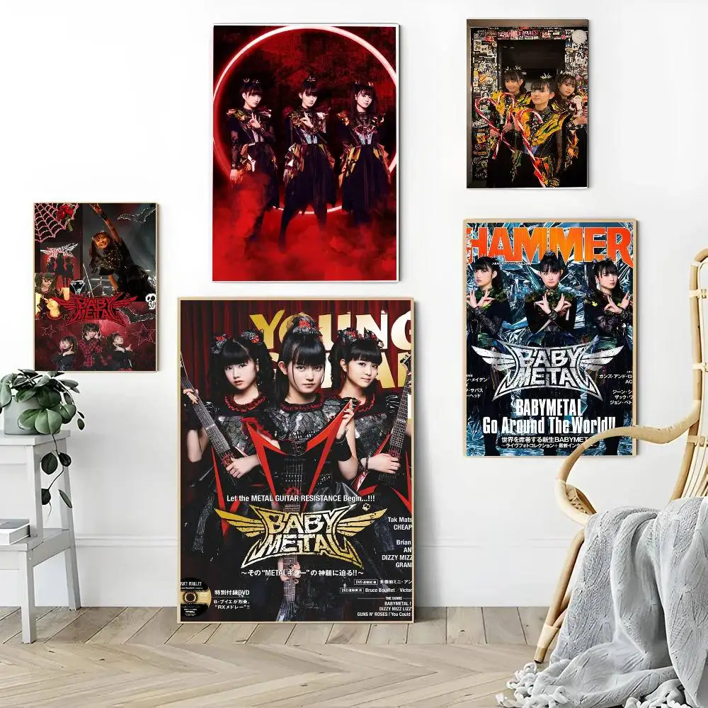 1PC Babymetal Japanese Pop Group Music Star poster Self-adhesive Art Waterproof Paper Sticker Coffee House Bar Room Wall Decor