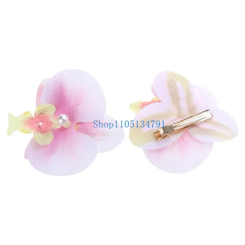 

98km Pack of 2 Pink Orchids Hairpins Flower Hair Clip Fashionable Hair Accessories
