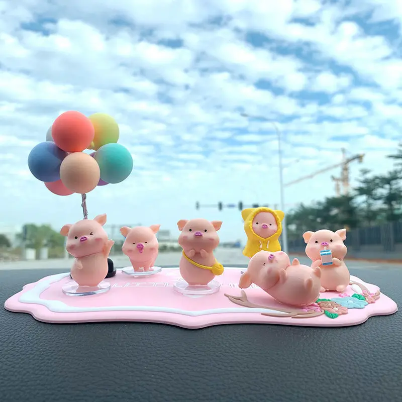 

Suitable For Giving Away People The Center Console Of The Car Is Decorated With Super Cute Pig And Balloon Decorations