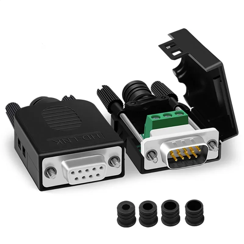 New 9Pin D sub Connector DB9 COM RS232 transfer-free Signals terminals Male/Female Connector Solderless