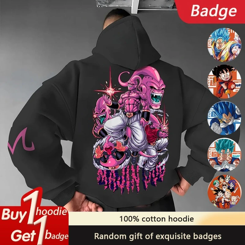 

2025 Dragon Ball GOKU Majin Buu Loose Hoodie Japanese Anime Peripheral Autumn Men's and Women's Cotton Sports Sweater Top