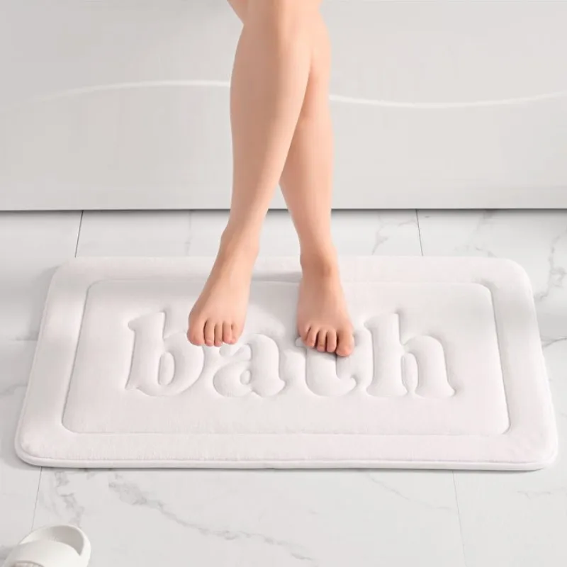 

Inyahome Memory Foam White Bath Mat Non Slip Absorbent Super Cozy Velvet Bathroom Rug Carpet Machine Washable коврик для ванной