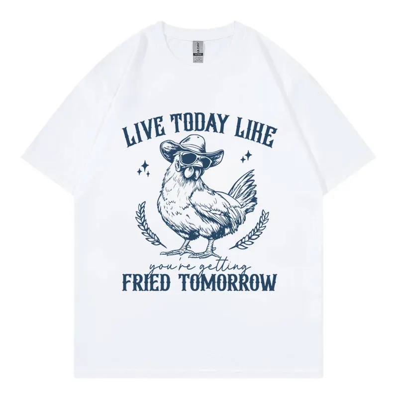 Chicken Funny Farm T-shirt Men Women Fashion Vintage Short Sleeve T Shirt High Quality 100%cotton Oversized T-shirts Streetwear