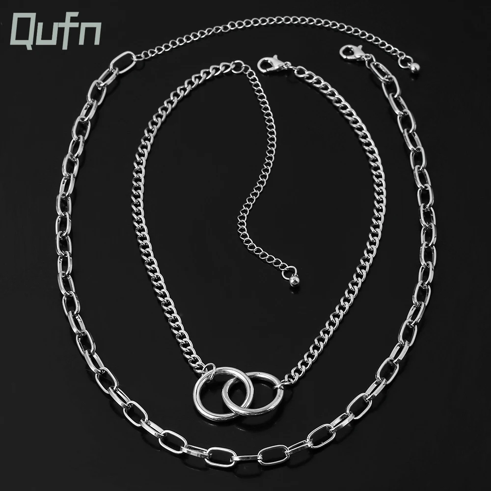 Punk Miami Cuban Choker Necklace Hip Hop Jewelry 2022 Trendy Iron Thick Chain Circle Necklaces Women Neck Accessories Gifts