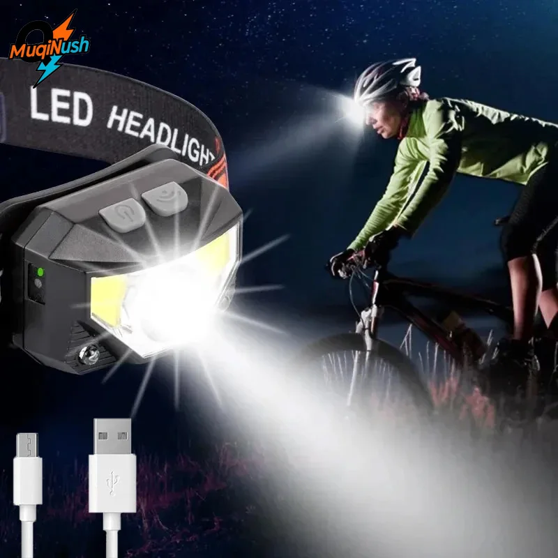 

MuqiNush 1/2Pcs Fishing Rechargeable Headlamp with Super Bright LED Motion Sensor 8 Modes Waterproof Ideal for Outdoor Camping