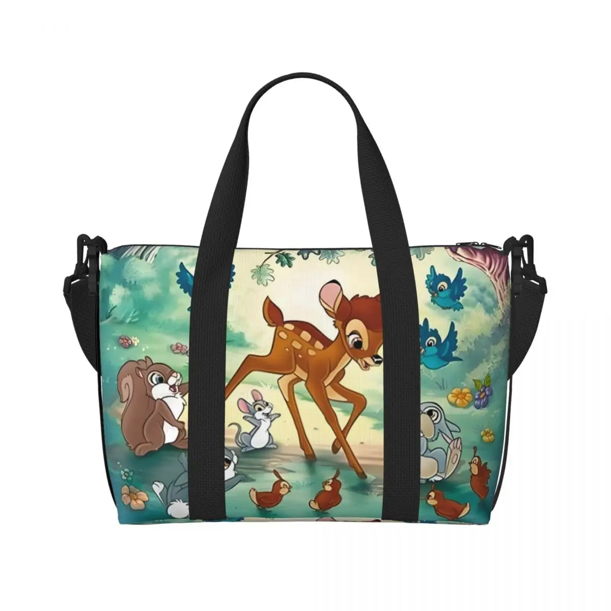 

Пляжная большая сумка Bambi на заказ, женская очень большая спортивная сумка для ручной клади Kawaii, мультфильм, аниме, дорожные сумки для покупок