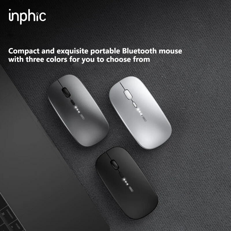 Inphic-ratón inalámbrico M1PRO con Bluetooth, recargable, 2,4G, silencioso, ultrafino y portátil, para oficina, ordenadores, portátiles y tabletas