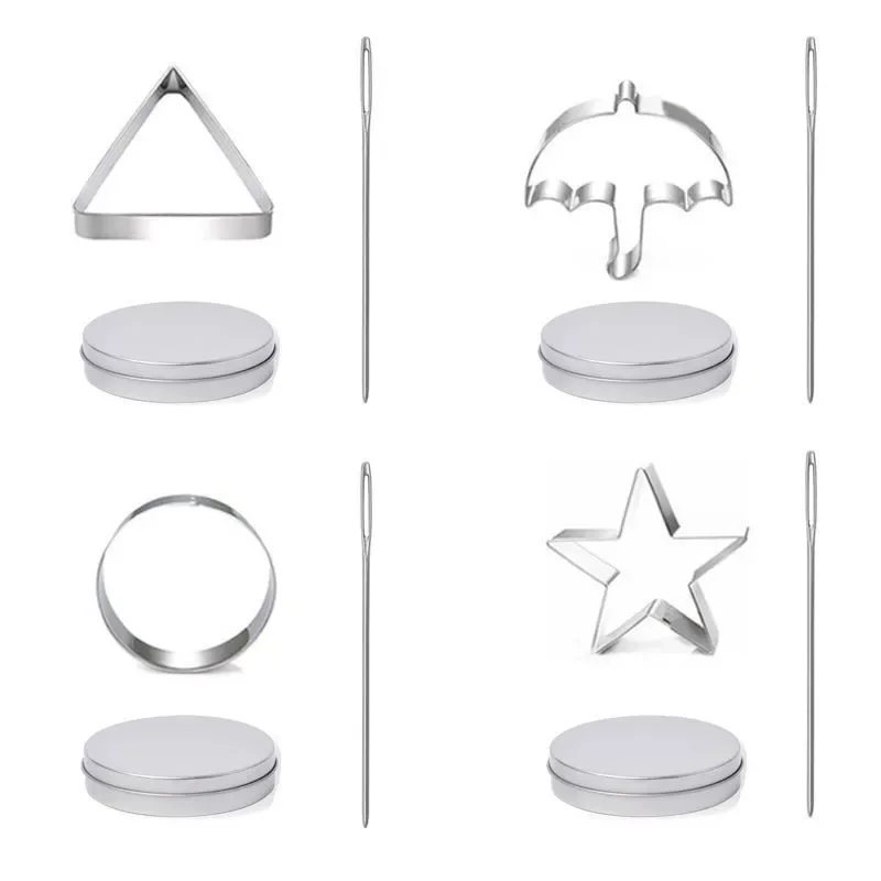 Korean Dalgona Sugar Candy Cutters Set Metal Cookie Cutters Umbrella Star Triangle Sugar Mould Baking Candy Desserts Tools Kit