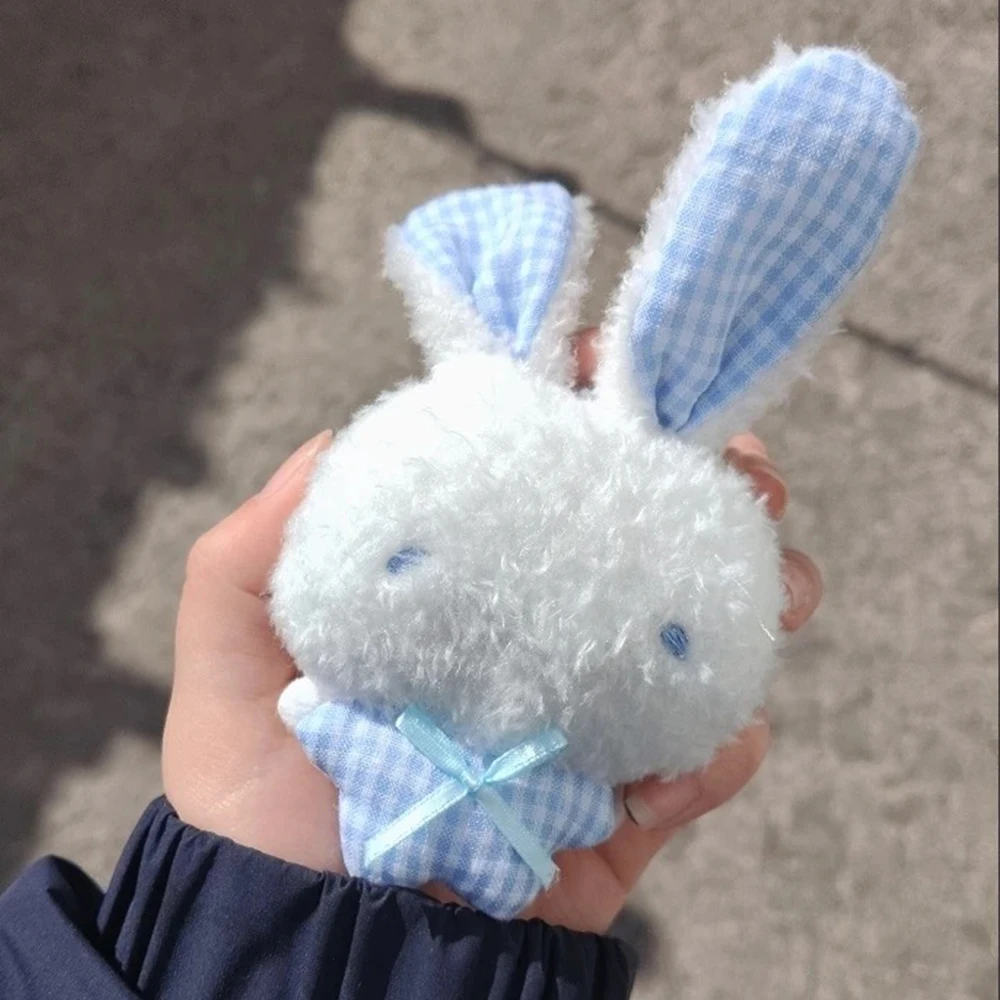 Cute Mini Soothing Angel Rabbit Keychain Cute Pink Blue Rabbit Plush Doll Keys Chains Funny Lovely Backpack Pendant Gifts