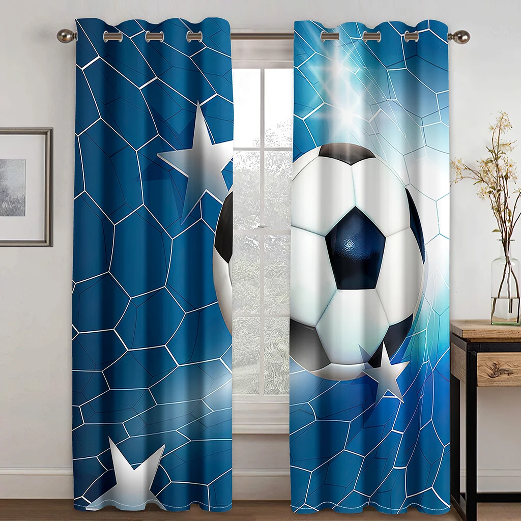 

Football Lovers Room Decorative Curtains 2 Panel Boys Girls Bedroom Living Room Den Window Decorative Curtains