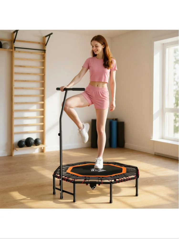 HOMCOM Trampoline Bouncer Jumper w/ Adjust Handle for Adult, Max Load 150 KG, Orange