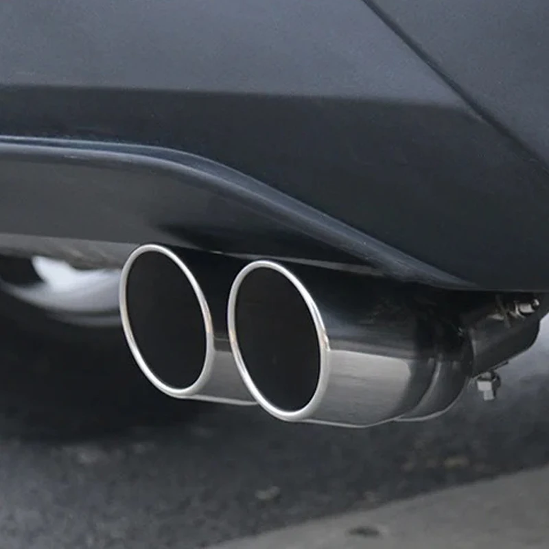 Universal 63mm Car Inlet Double-Barrel Rear Exhaust Tip Tail Pipe Muffler Black Titanium Outlet Stainless Steel Car Accessories