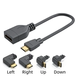 1080P HDMI-compatible Extension Cord 90 Degree Up/Down/Left/Right Angle Mini-HD Cable for Camera DV Tablet Laptop Monitor HDTV