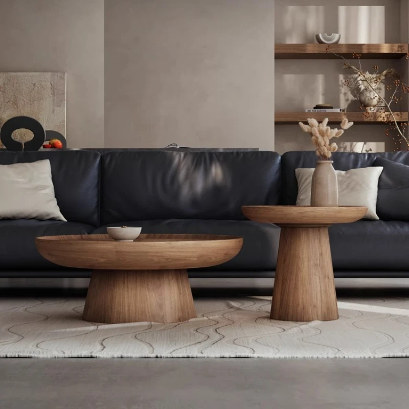 

Coffee Table Living Room Creative High Sense Modern Simple Round Coffee Tables Mesa Furniture Self-contained Walnut Color Center
