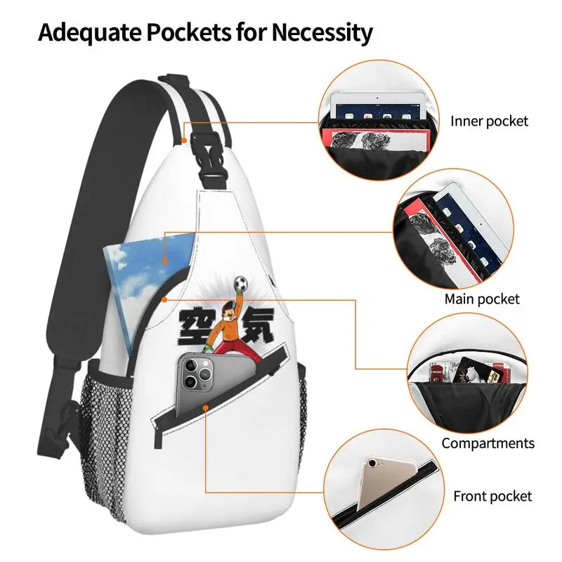 Luft torhüter Kapitän Tsubasa Schulter tasche für Männer Anime Genzo Wak abaya shi Schulter Cross body Brust Rucksack Reise Wandern Tages rucksack