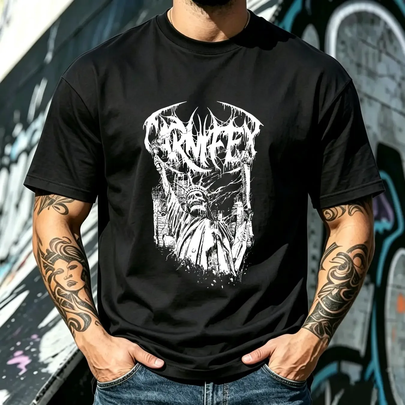 washed T Shirt Authentic Carnifex Band Liberty S 3XL NEW vintage Washed Stylish streetwear Breathable homme Unisex Casual