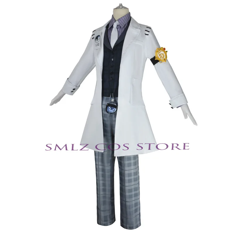 Anime Aesop Carl Cosplay Costumes Game Identity V Embalmer School Uniform White Trench Wig Suit Halloween Party Outfit for Men