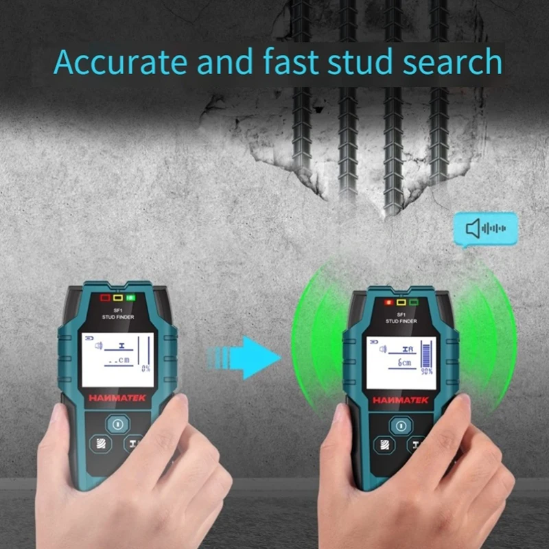 Hanmatek sf1 localizador de pinos de madeira detecção de metais de cabo vivo localizador de medição de metais scanner detector de parede