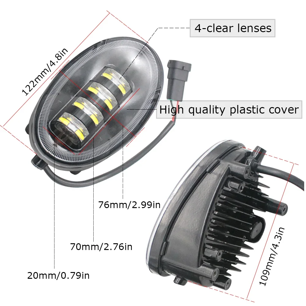 Full LED Fog Lights Assembly for Honda Elysion RR 2007-2013 Car PTF DRL with Clear Lens White / Yellow Color Fog Lamp Headlight