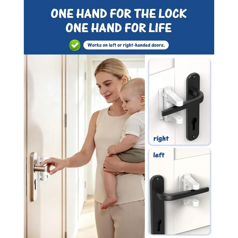 Child Proof Door Lever Lock 2Pack Dual-Button Design Helps Prevent Toddlers& Pets from Opening Doors Fits Standard Lever Handles