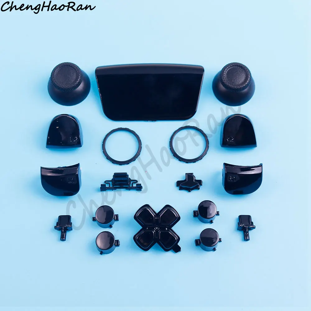 1 Set Tombol krom untuk pegangan PS5 cincin stik jempol stik Joystick tombol L1 R1 L2 R2 d-pad untuk bagian pengganti pengontrol PS5 V1.0